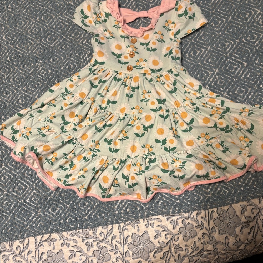 TWIRLY SweetHoney Fit and Flare Orange Pink Sundress